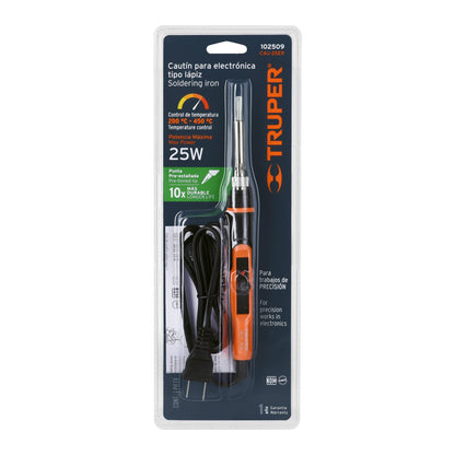 Cautín de 25 W para electrónica con temperatura regulable