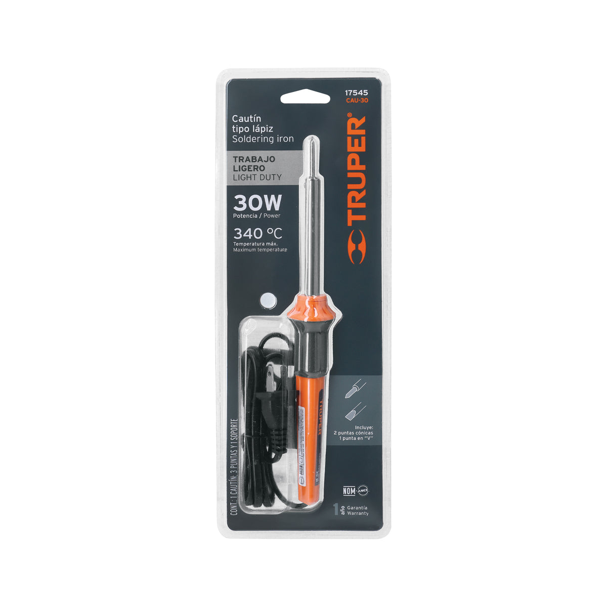 Cautín de 30 W tipo lápiz para trabajo ligero