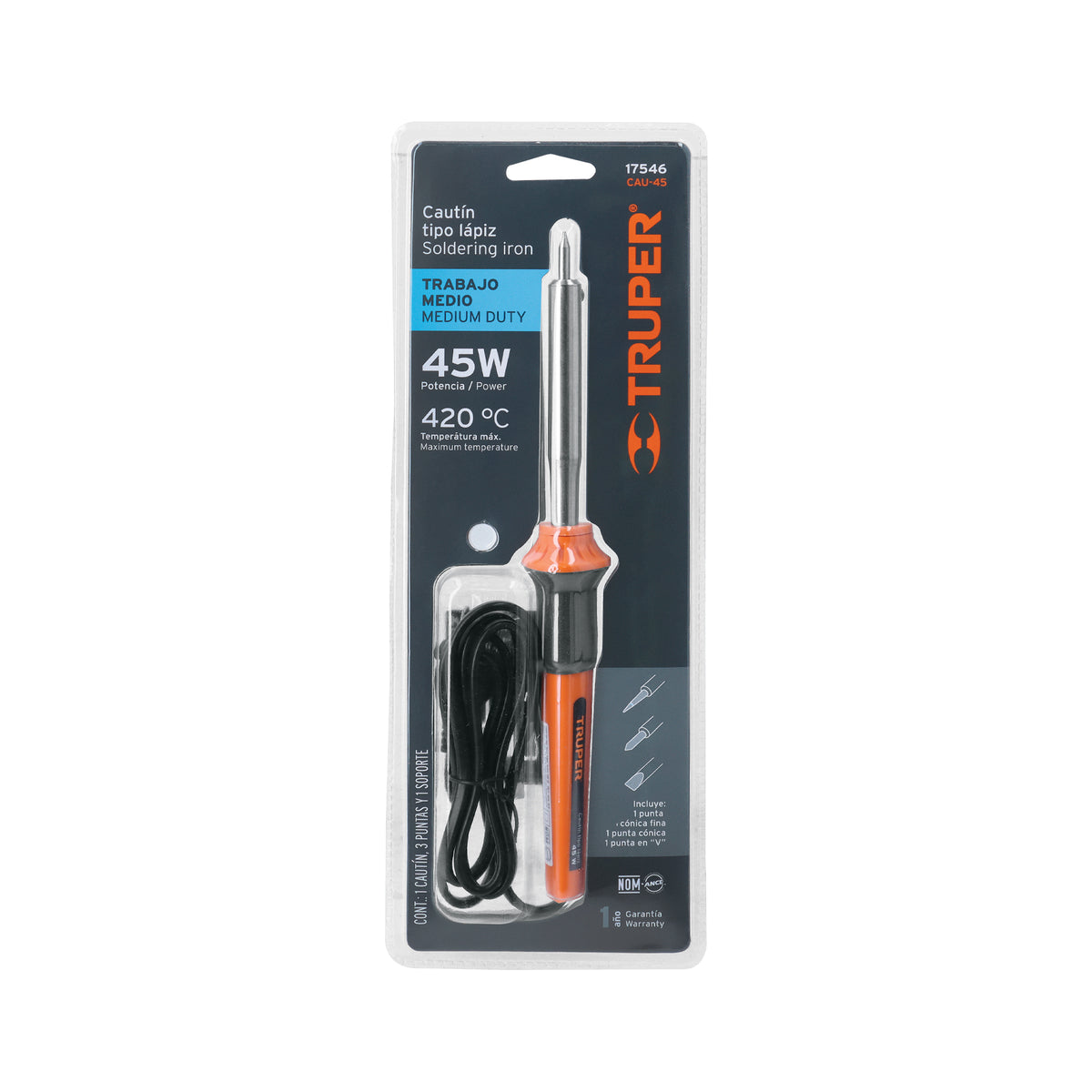 Cautín de 45 W tipo lápiz para trabajo medio