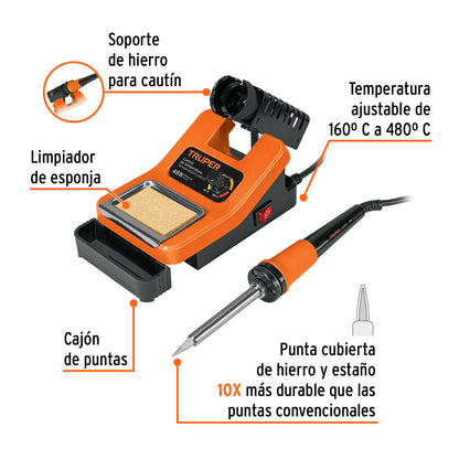 Cautín de 48 W con estación para electrónica