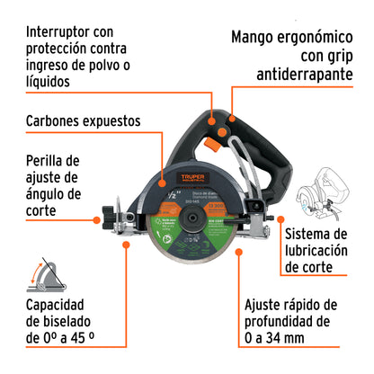 Cortadora para azulejos, 4-1/2", 1500W, TRUPER INDUSTRIAL · vista 6