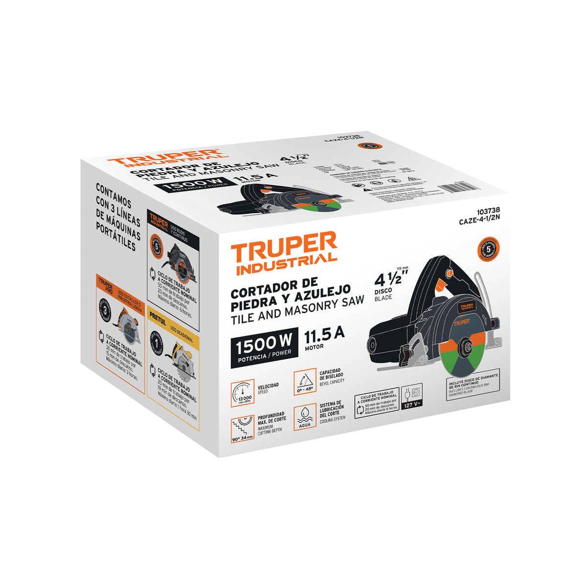 Cortadora para azulejos, 4-1/2", 1500W, TRUPER INDUSTRIAL · vista 5