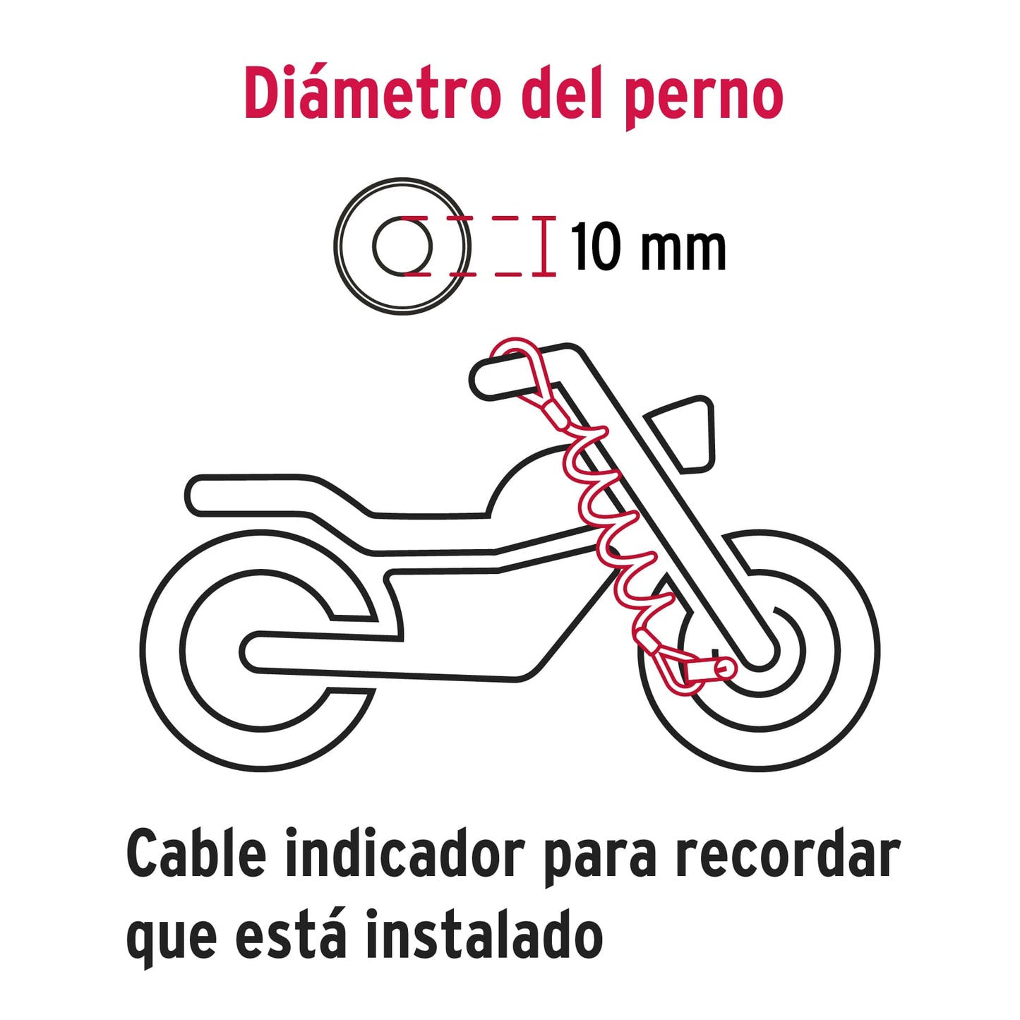 Candado para freno de disco motocicleta 10 mm