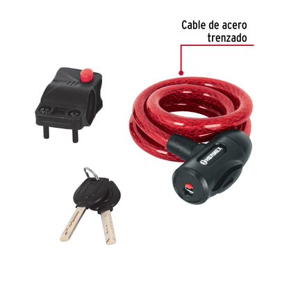Candado de cable con llave 12 mm x 1.0 m