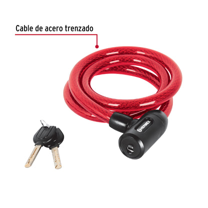 Candado de cable con llave 15 mm x 1.20 m