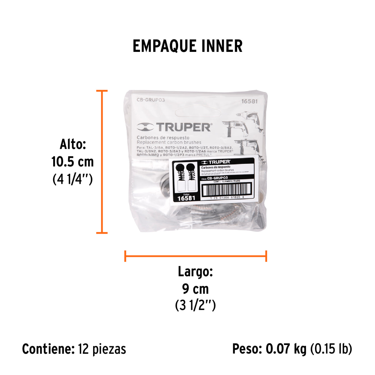 2 carbones p/rotomartillos y taladro Grupo3 - SKU 16581
