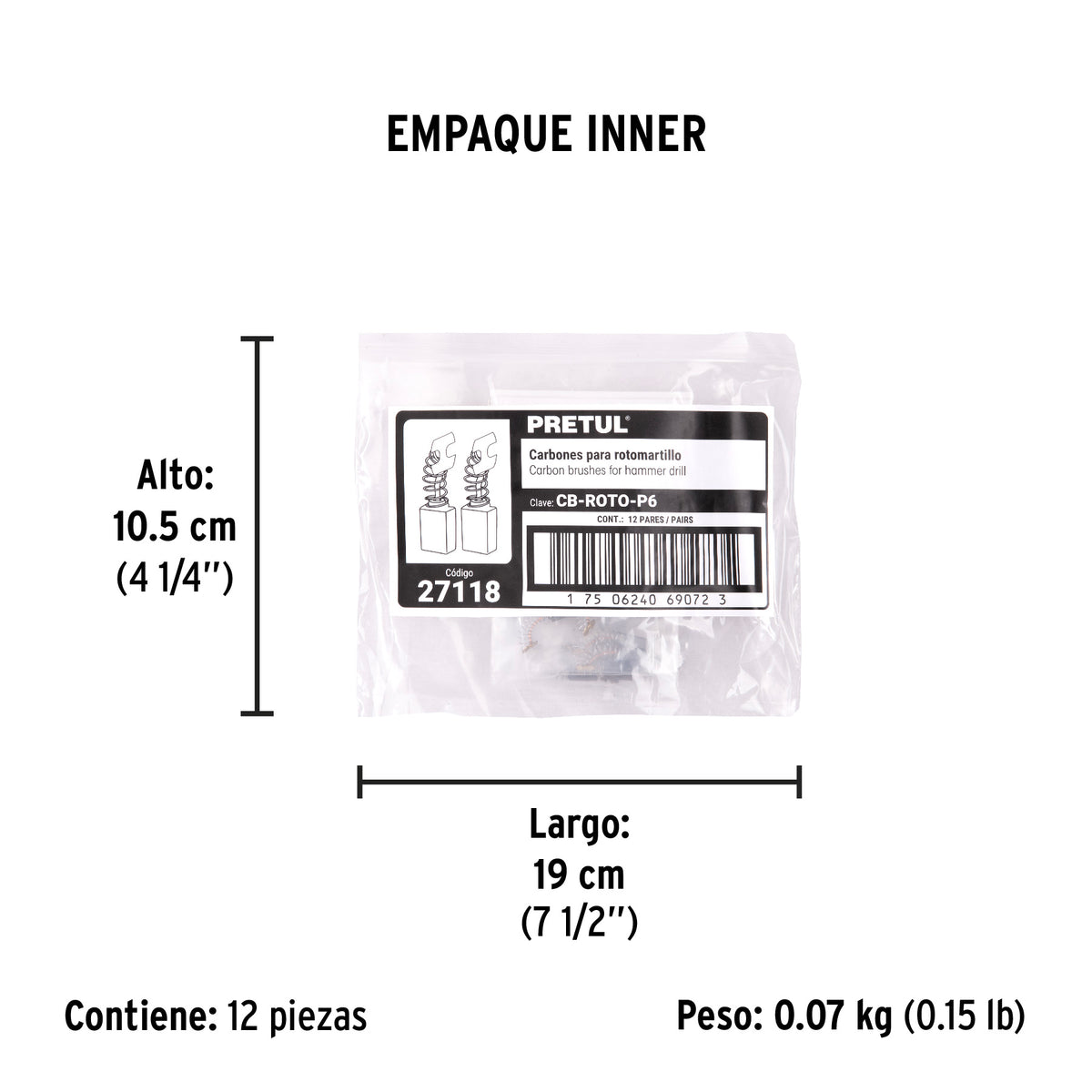2 carbones d/repuesto p/ROTO-1/2P6 y 3/8P6 - SKU 27118