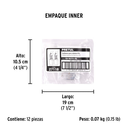 2 carbones d/repuesto p/ROTO-1/2P6 y 3/8P6 - SKU 27118