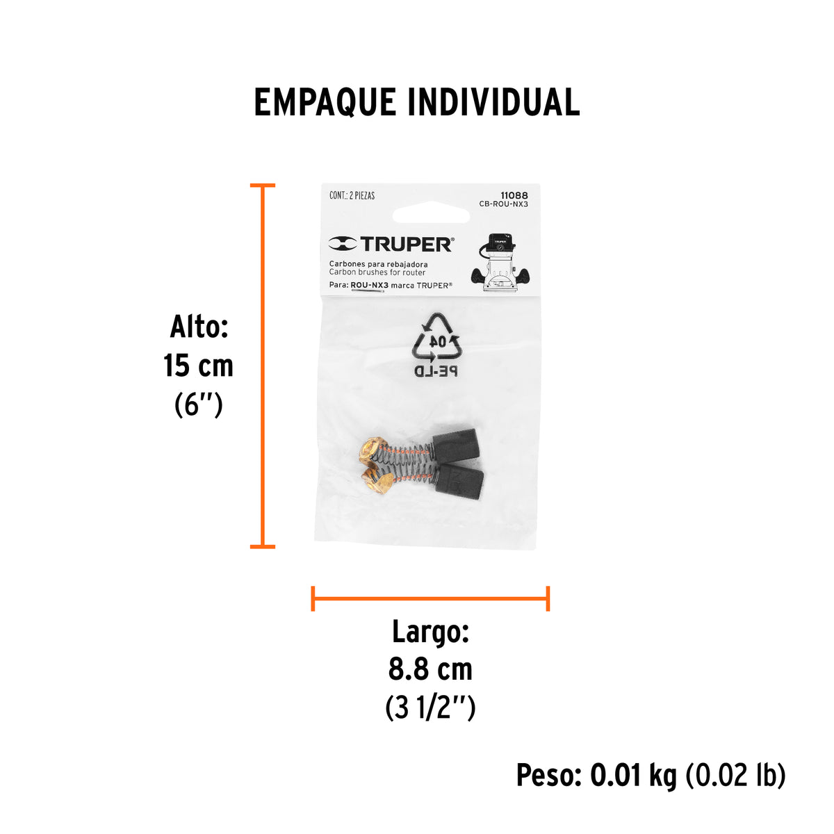 2 carbones para ROU-NX3 - TRUPER - SKU 11088
