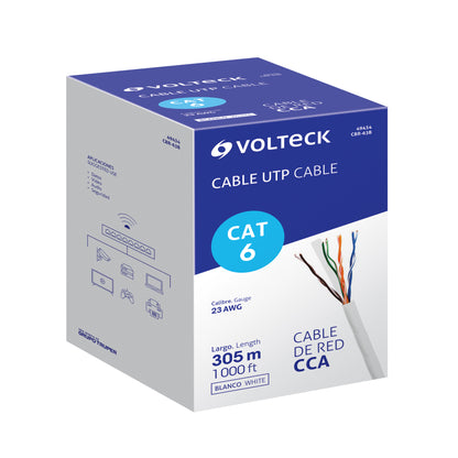 Metro de cable UTP CAT6, Bobina de 305m, blanco · vista 2