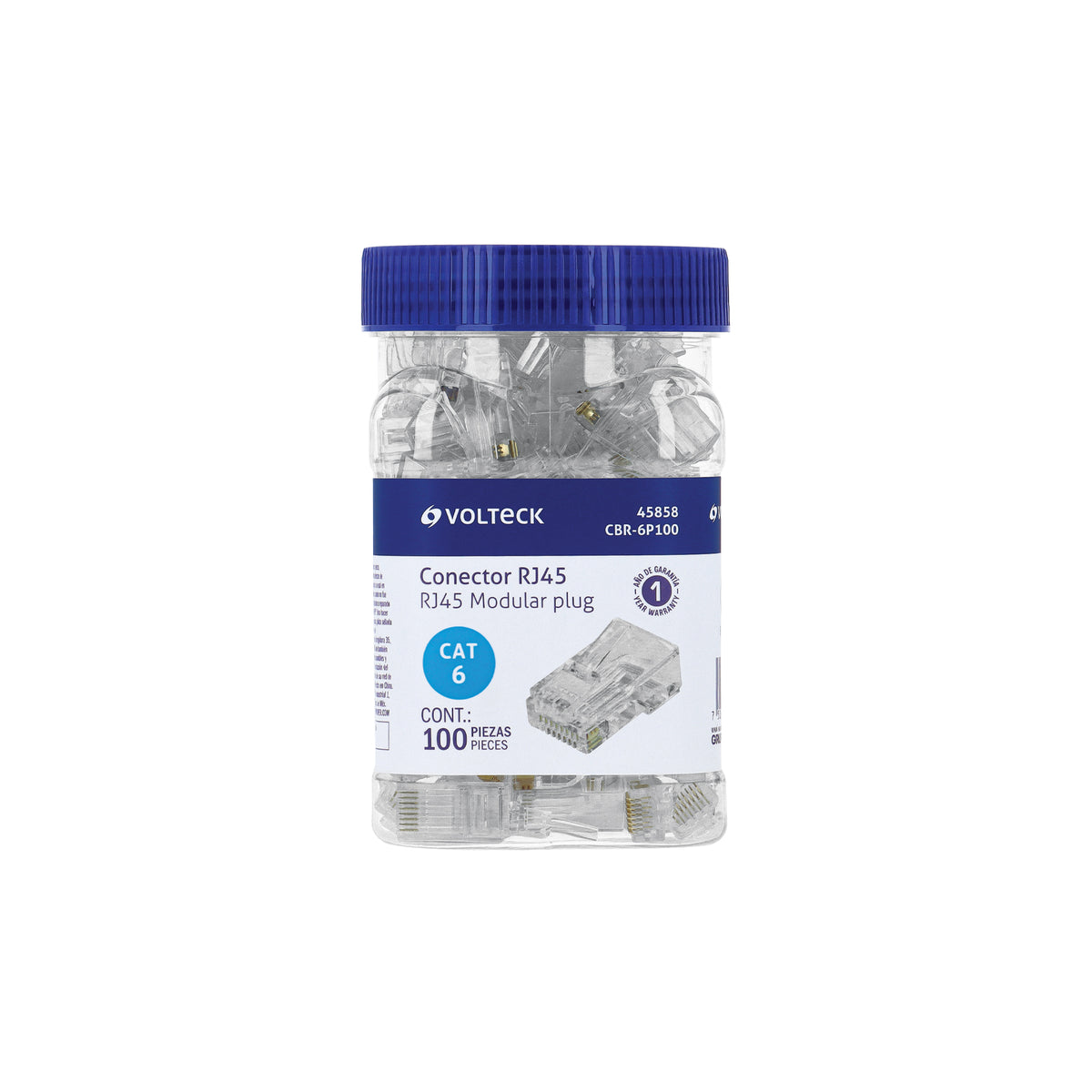 Plug RJ45 CAT6, Bote con 100 piezas