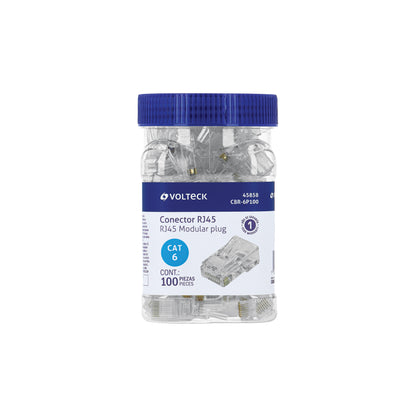 Plug RJ45 CAT6, Bote con 100 piezas