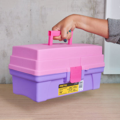 Caja cosmetiquera 14" rosa/morado