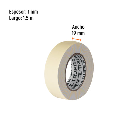 Cinta doble cara delgada 19 mm resistente