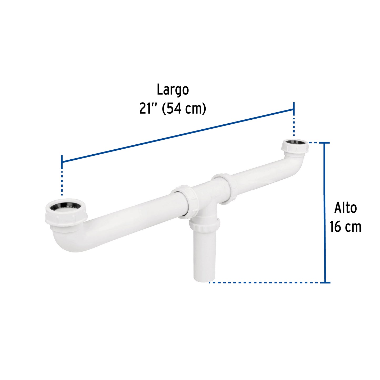 Céspol doble de 1 1/2" sin contra para tarjas de doble tina