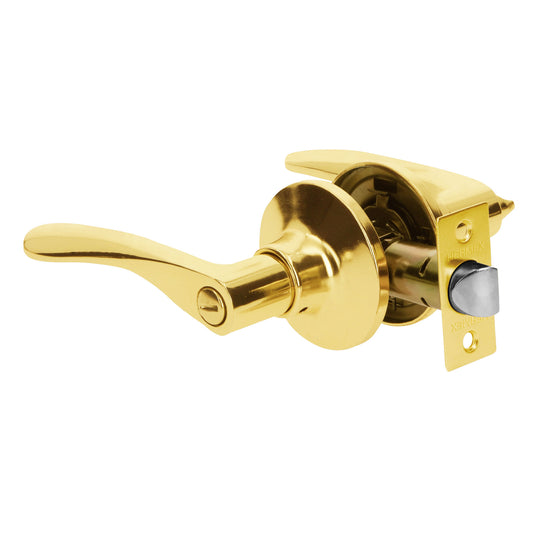 Cerradura manija baño de latón brillante con cilindro metálico