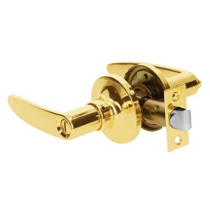 Cerradura manija para baño con acabado latón brillante