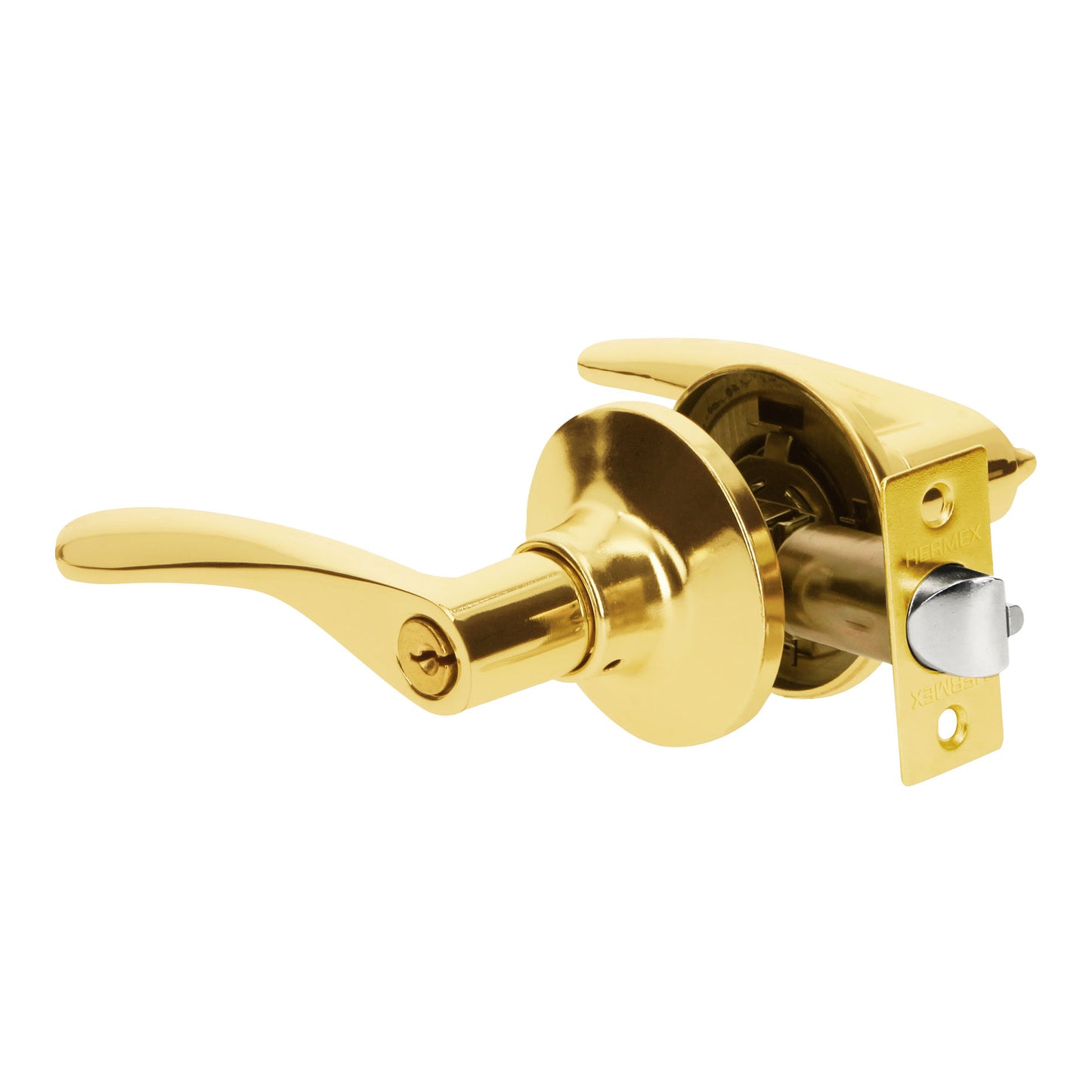 Cerradura manija recámara de latón brillante con cilindro metálico