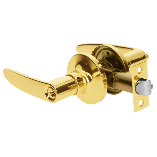 Cerradura manija para recámara con acabado latón brillante