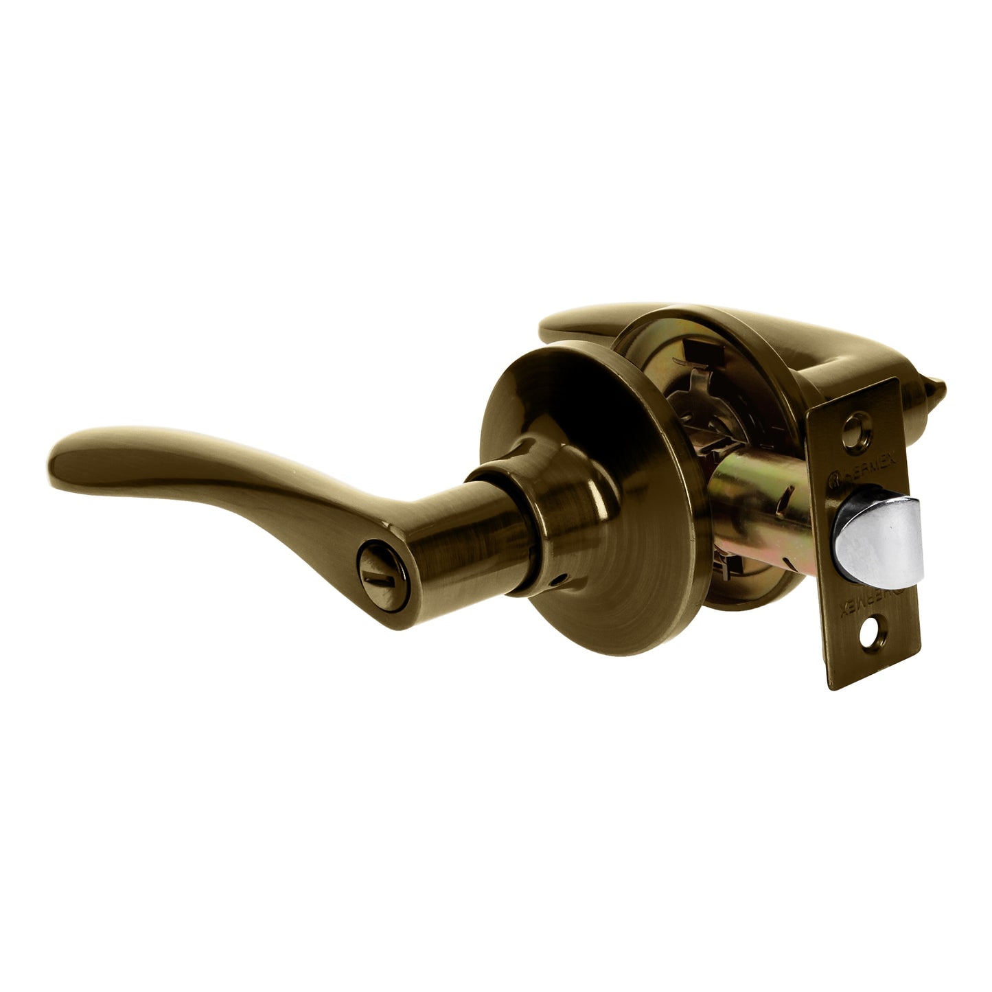 Cerradura manija baño de latón antiguo con cilindro metálico