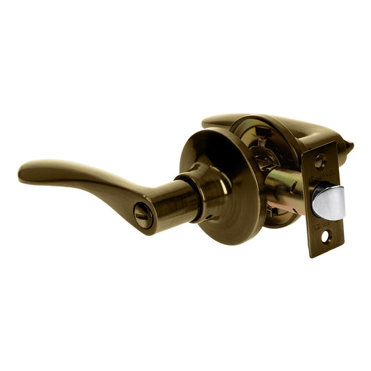 Cerradura manija baño de latón antiguo con cilindro metálico