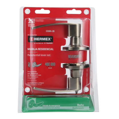 Cerradura manija baño de latón antiguo con cilindro metálico