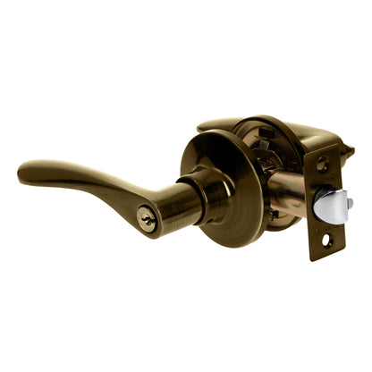 Cerradura manija recámara de latón antiguo con cilindro metálico