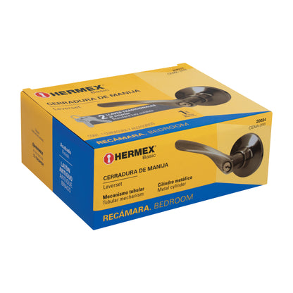 Cerradura manija recámara de latón antiguo con cilindro metálico