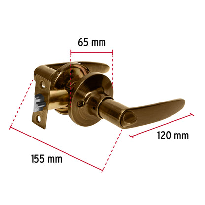 Cerradura manija recámara de latón antiguo con cilindro de latón