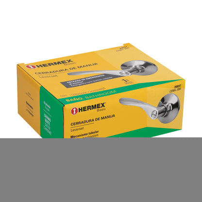 Cerradura manija baño de cromo mate con cilindro metálico