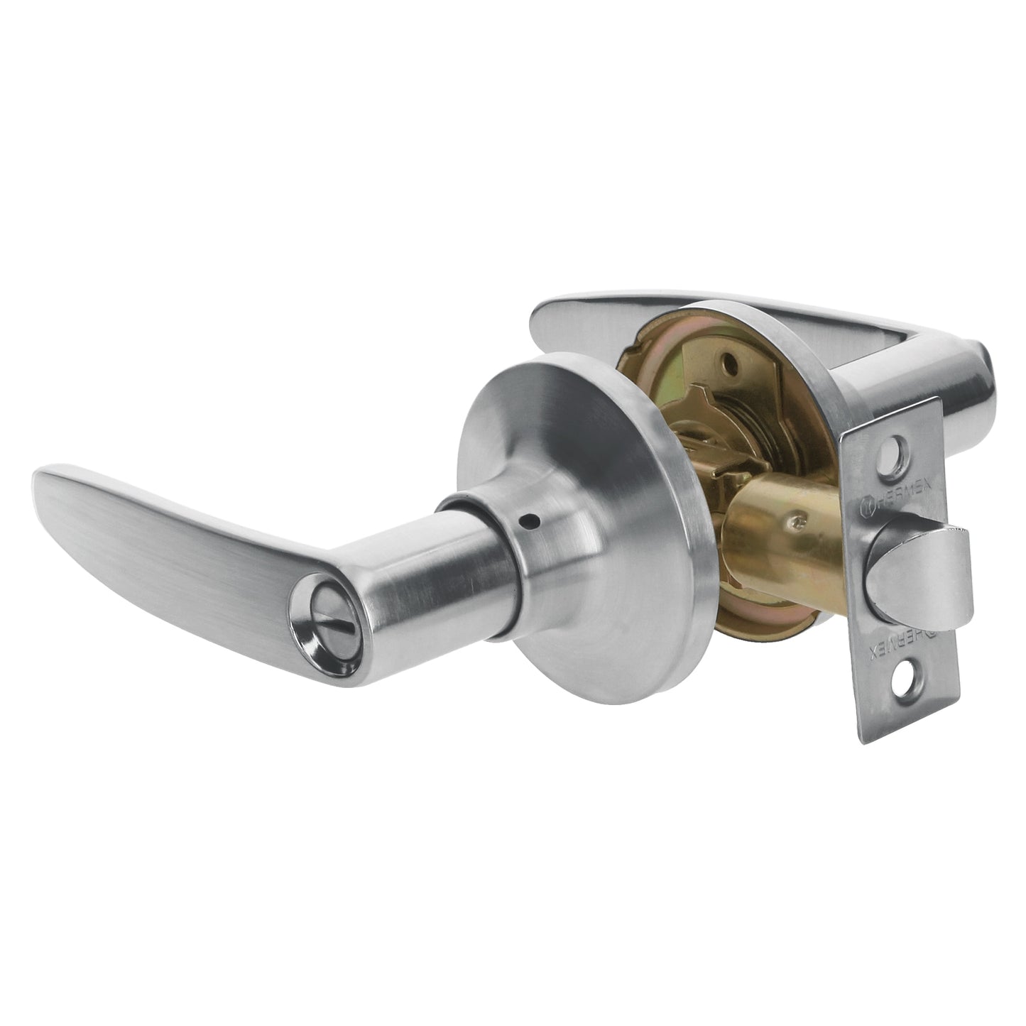 Cerradura manija baño de cromo mate con cilindro metálico