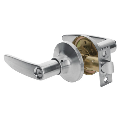 Cerradura manija baño de cromo mate con cilindro metálico