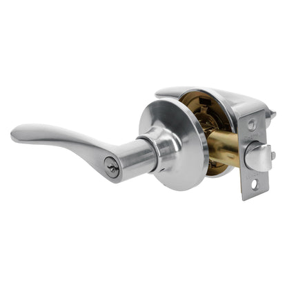 Cerradura manija recámara de cromo mate con cilindro metálico