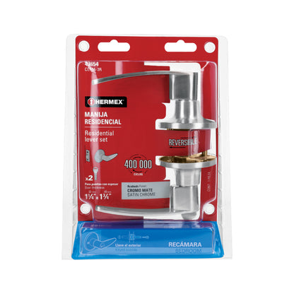 Cerradura manija para recámara con acabado cromo mate