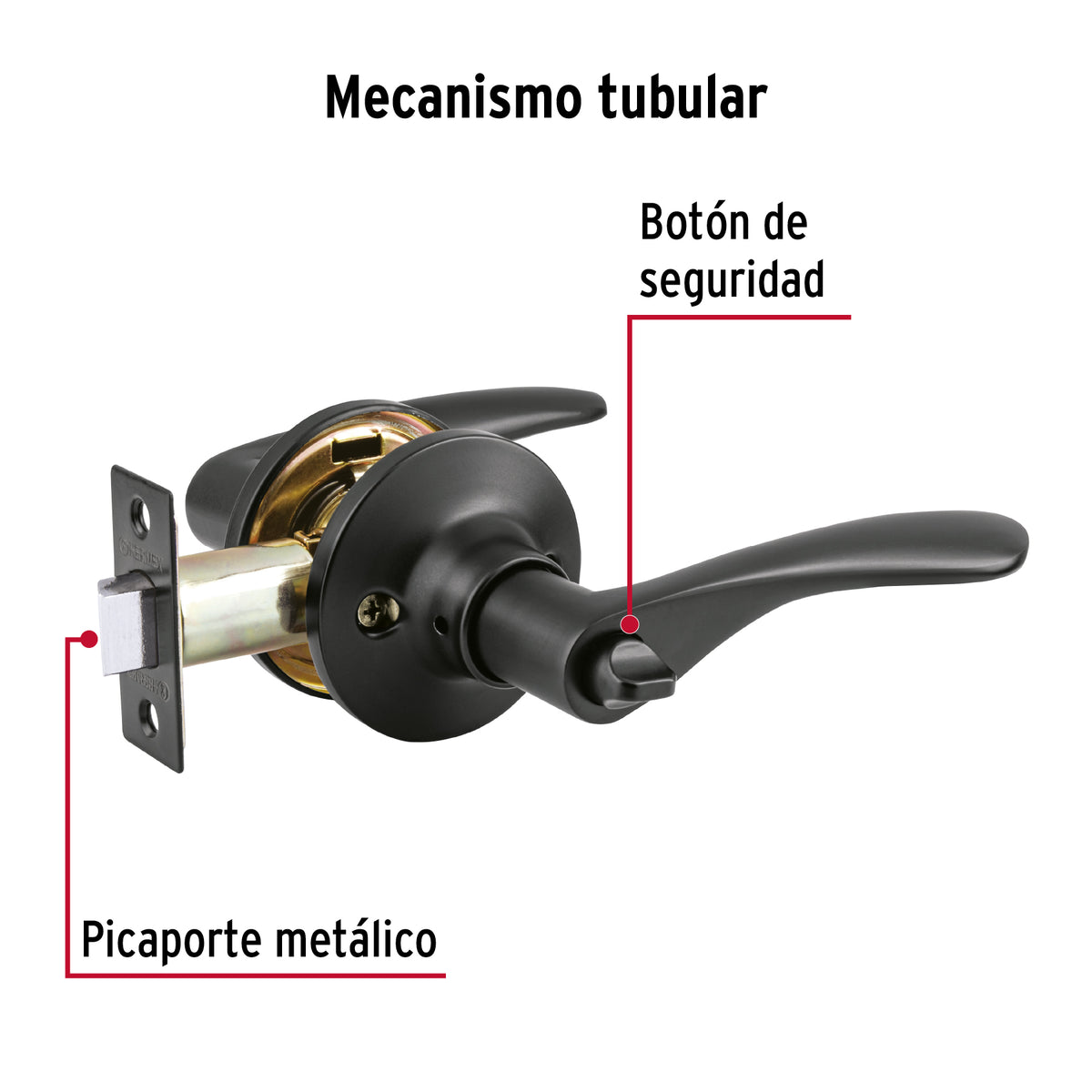 Cerradura manija "Milán" p/baño, negro, cil latón, Basic · vista 2