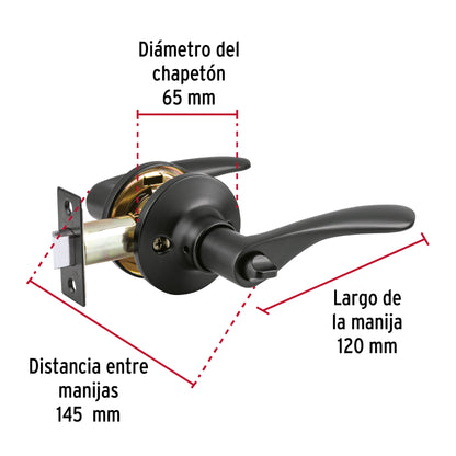 Cerradura manija "Milán" p/baño, negro, cil latón, Basic · vista 3