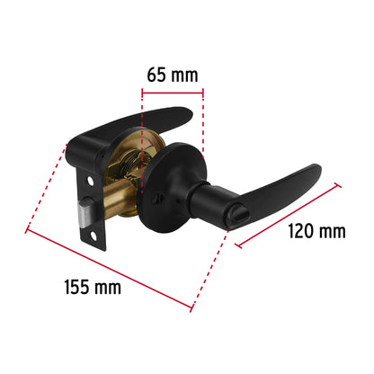 Cerradura de manija, línea Turín, baño, negro mate · vista 3