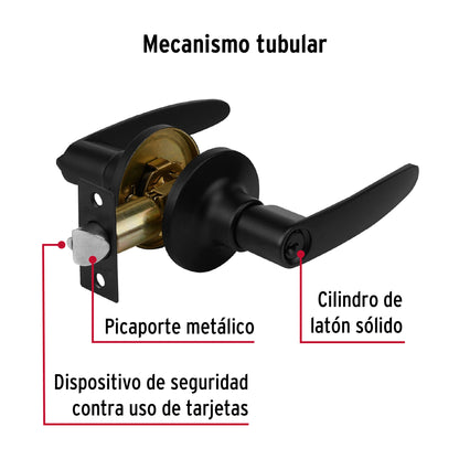 Cerradura de manija, línea Turín, recámara, negro mate · vista 3