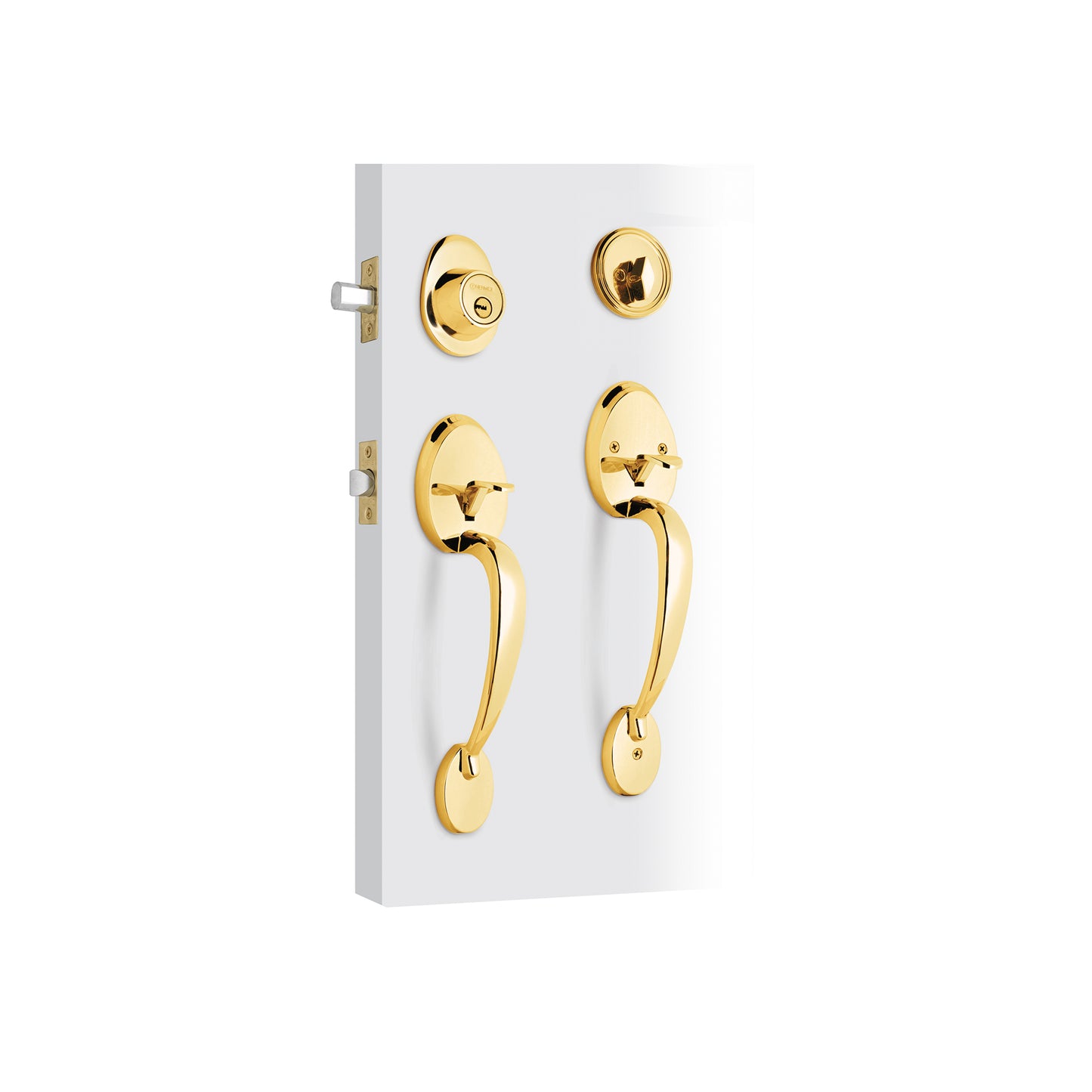 Doble jaladera y perilla de latón brillante con cerrojo llave mariposa