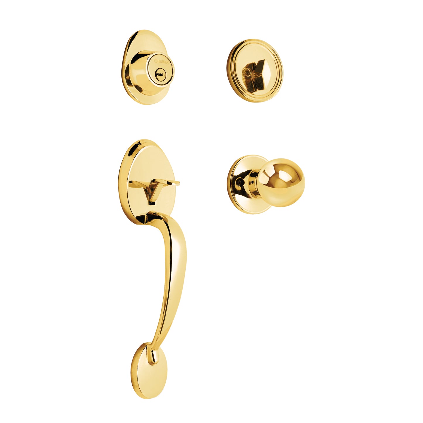 Jaladera y perilla de latón brillante con cerrojo llave mariposa