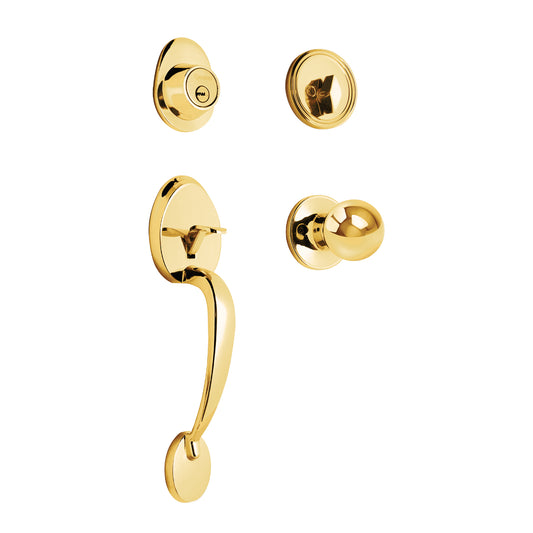 Jaladera y perilla de latón brillante con cerrojo llave mariposa