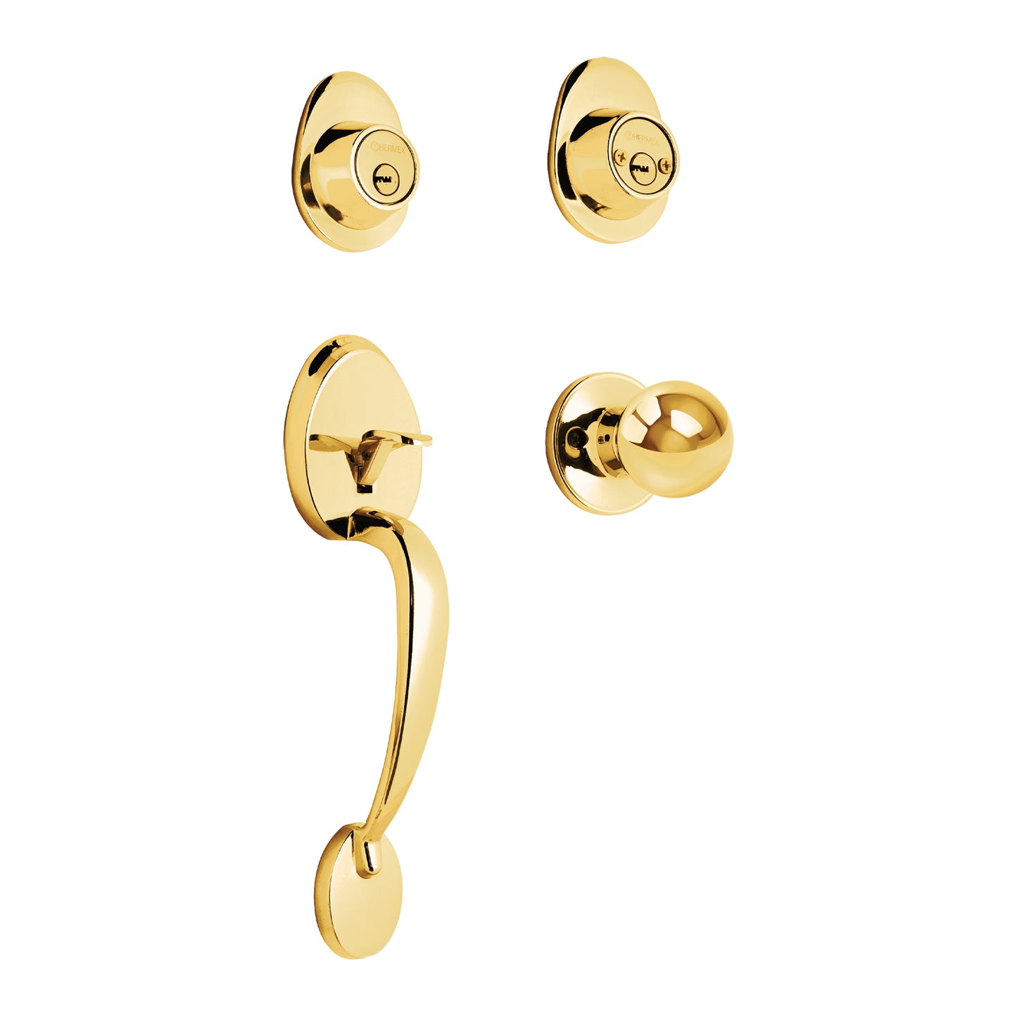 Jaladera y perilla de latón brillante con cerrojo llave llave