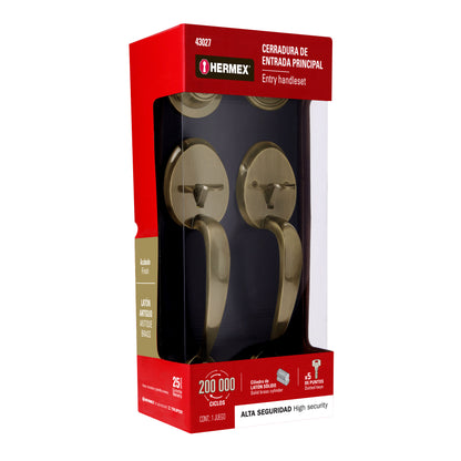 Doble jaladera y perilla de latón antiguo con cerrojo llave mariposa