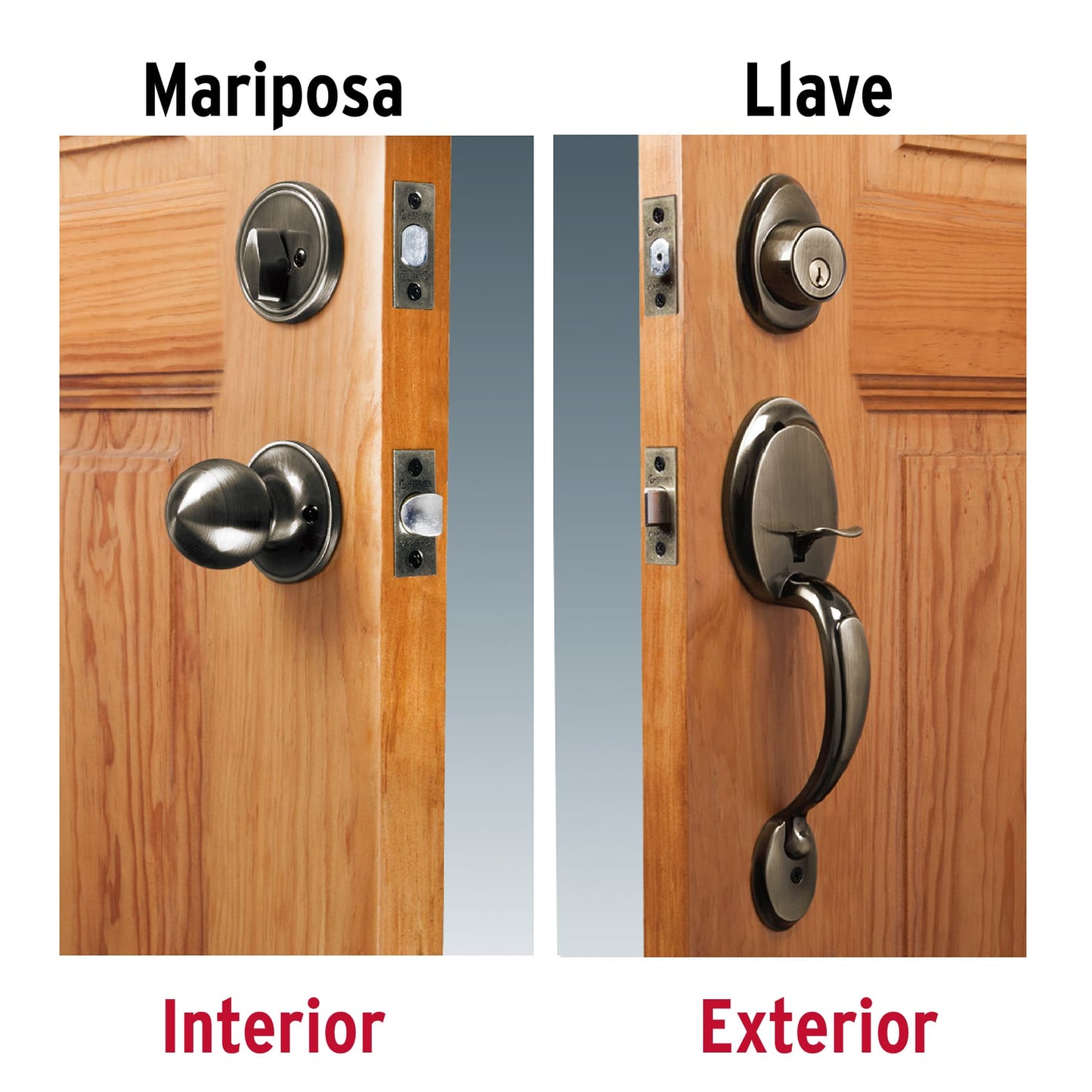Jaladera y Perilla Llave-Mariposa Latón Antiguo
