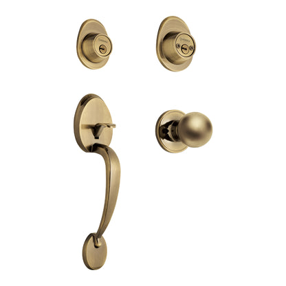 Jaladera y perilla de latón antiguo con cerrojo llave llave