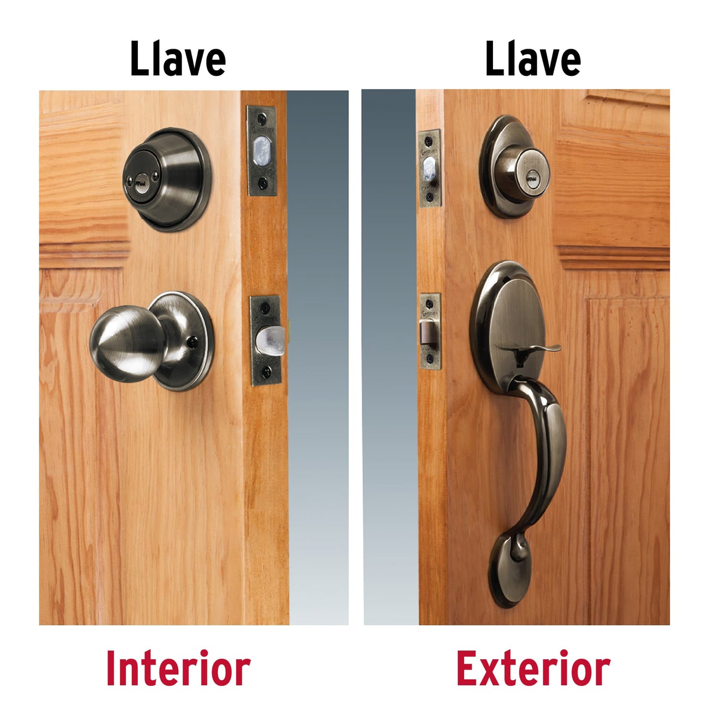 Jaladera y perilla de latón antiguo con cerrojo llave llave