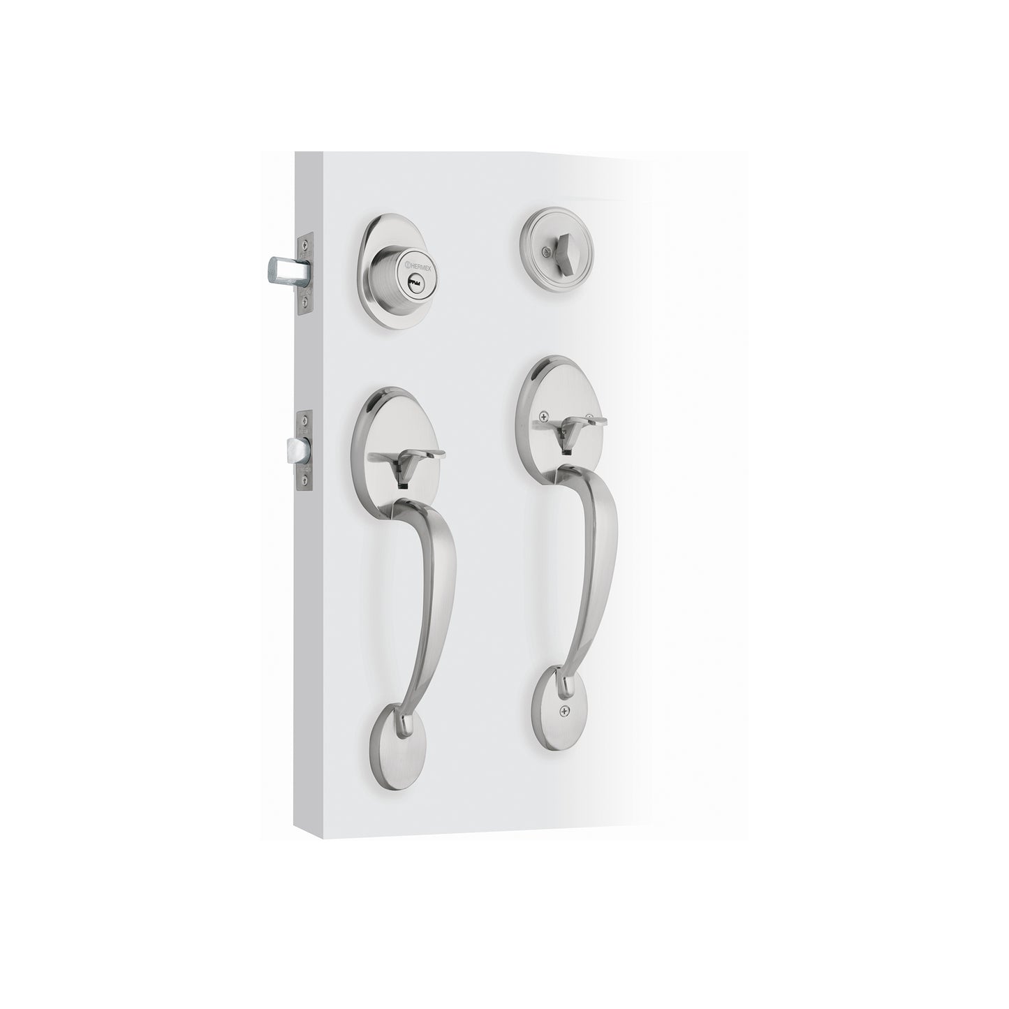 Doble jaladera y perilla de cromo mate con cerrojo llave mariposa