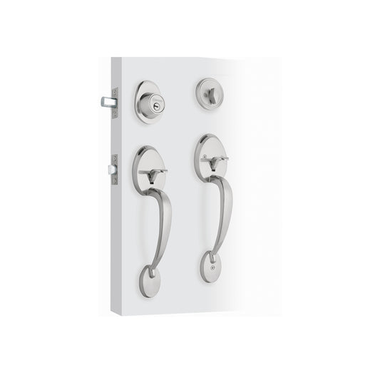 Doble jaladera y perilla de cromo mate con cerrojo llave mariposa