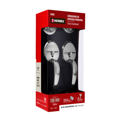 Doble jaladera y perilla de cromo mate con cerrojo llave mariposa