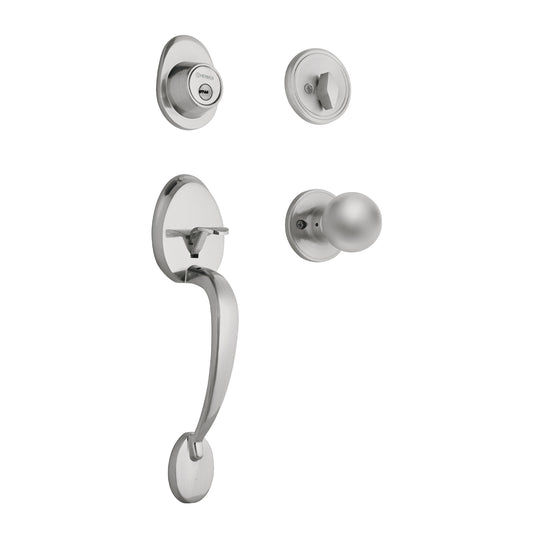 Jaladera y perilla de cromo mate con cerrojo llave mariposa